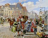 Famous Paris Paintings - Paris Street in the time of Louis XIV